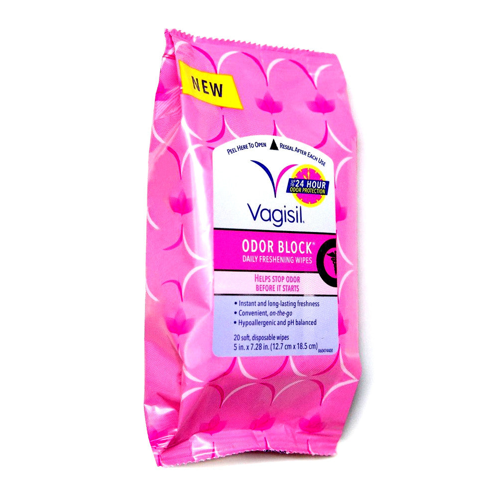 Vagisil Odor Block Daily Freshening Feminine Intimate Wipes, 20 Ea